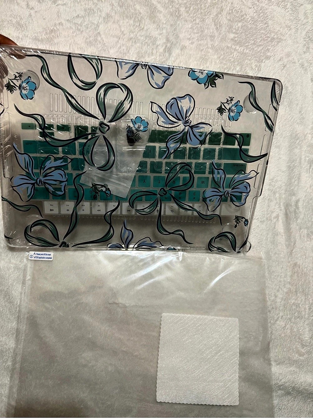 Blue Ribbon Bow MacBook Pro 14 Inch Case Bundle 1A3427 Coquette Set